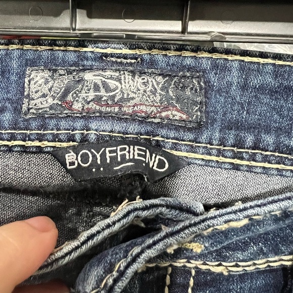 Women’s silver jeans boyfriend distressed 29/29 - Picture 9 of 12